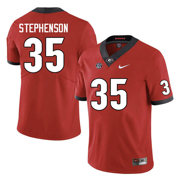 Mens Georgia Bulldogs #35 Lorenzo Stephenson Red Home College Football Game Jersey