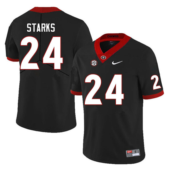 Mens Georgia Bulldogs #24 Malaki Starks Black College Football Game Jersey