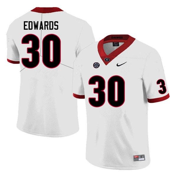 Mens Georgia Bulldogs #30 Daijun Edwards College Football Game Jersey White