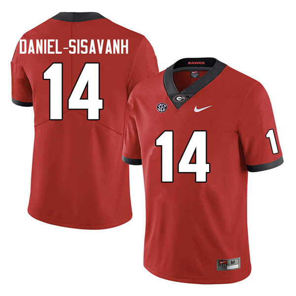 Mens Georgia Bulldogs #14 David Daniel-Sisavanh Red Home College Football Game Jersey