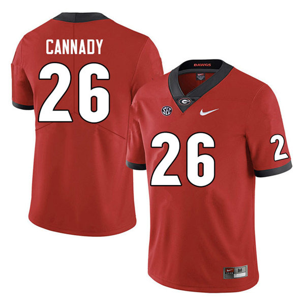 Mens Georgia Bulldogs #26 Jehlen Cannady Red Home College Football Game Jersey