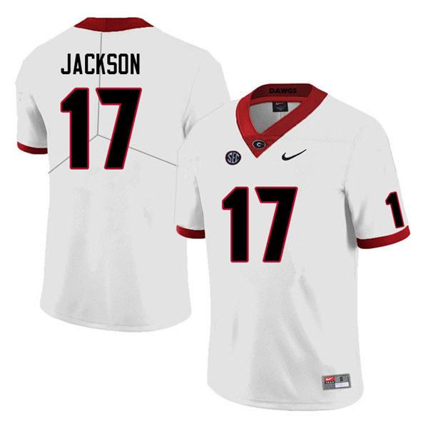 Mens Georgia Bulldogs #17 Dan Jackson College Football Game Jersey White