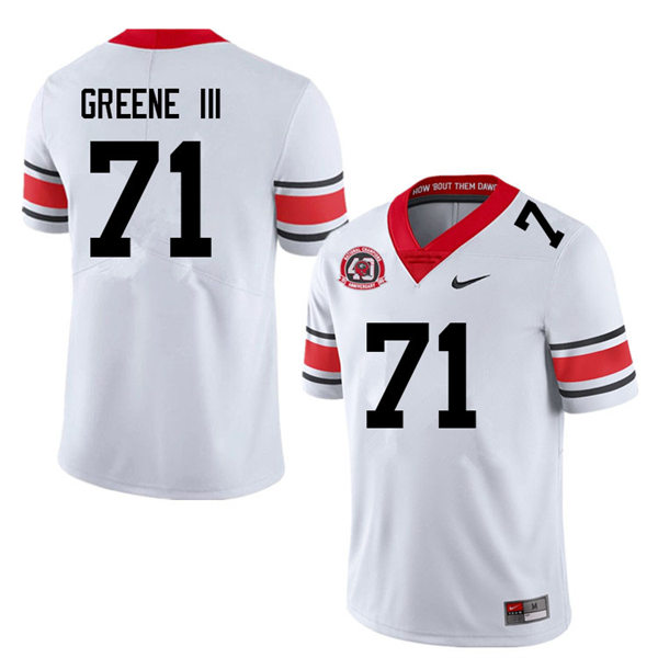 Mens Georgia Bulldogs #71 Earnest Greene III white alternate 40th anniversary football Jersey