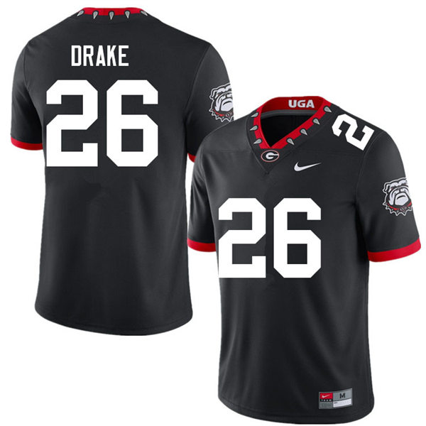 Mens Georgia Bulldogs #26 Collin Drake Black Alternate Mascot 100th Anniversary College Football Game Jersey