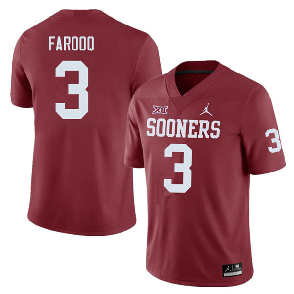 Mens Youth Oklahoma Sooners #3 Jalil Farooq 2022 Crimson College Football Game Jersey