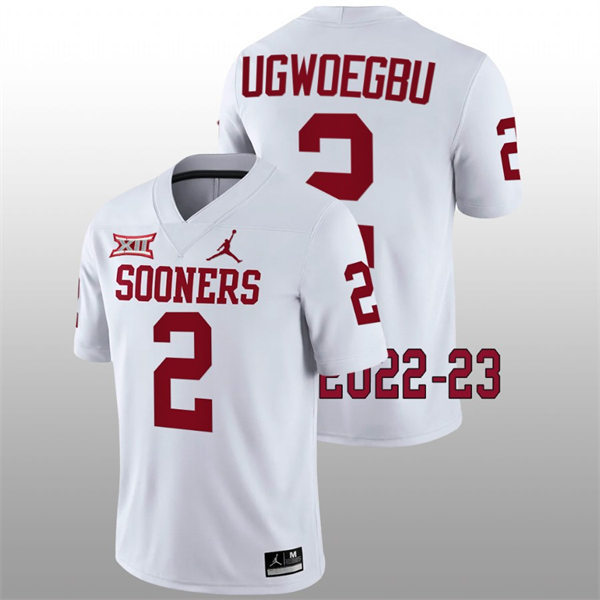 Mens Youth Oklahoma Sooners #2 David Ugwoegbu 2022 White College Football Game Jersey