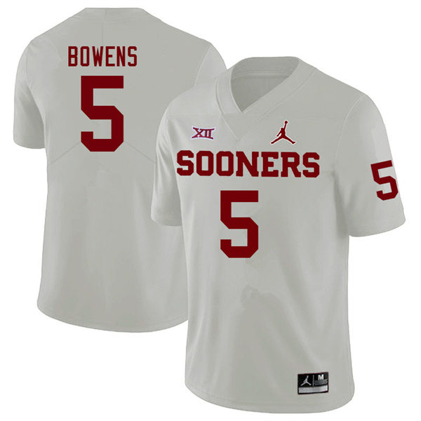 Mens Youth Oklahoma Sooners #5 Micah Bowens 2022 White College Football Game Jersey
