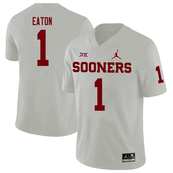 Mens Youth Oklahoma Sooners #1 Joshua Eaton 2022 White College Football Game Jersey