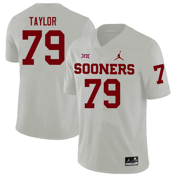 Mens Youth Oklahoma Sooners #79 Jake Taylor 2022 White College Football Game Jersey