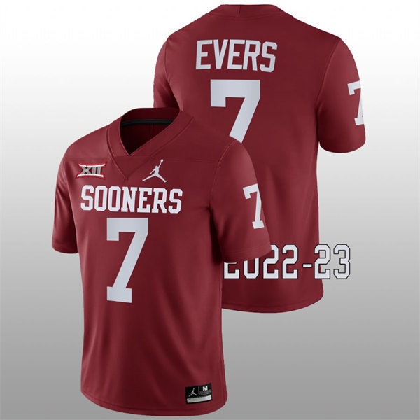 Mens Youth Oklahoma Sooners #7 Nick Evers 2022 Crimson College Football Game Jersey