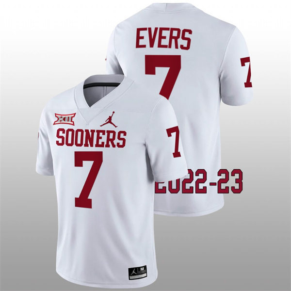 Mens Youth Oklahoma Sooners #7 Nick Evers 2022 White College Football Game Jersey