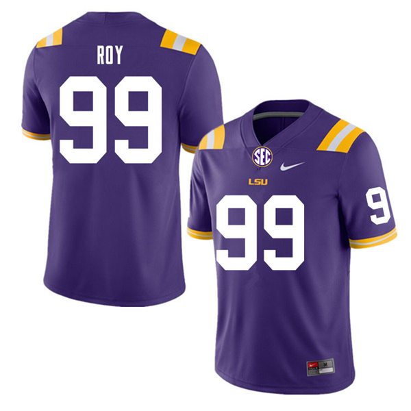 Mens Youth LSU Tigers #99 Jaquelin Roy College Football Game Jersey Purple