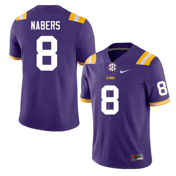 Mens Youth LSU Tigers #8 Malik Nabers College Football Game Jersey Purple