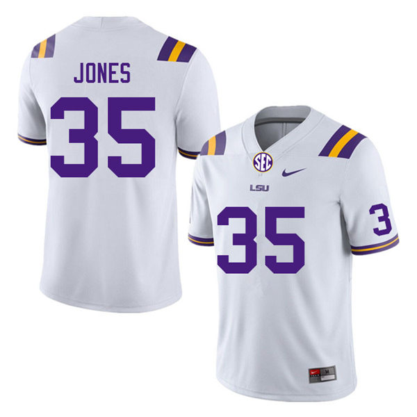 Mens Youth LSU Tigers #35 Sai'vion Jones College Football Game Jersey White