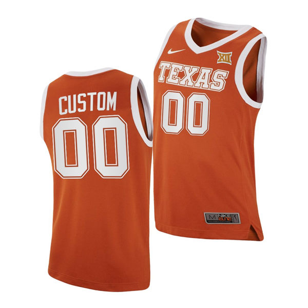Men's Youth Texas Longhorns Custom 2023 XII Orange College Basketball Game Jersey