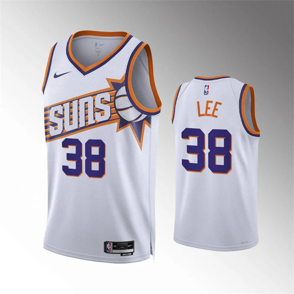 Mens Phoenix Suns #38 Saben Lee 2023-24 White Association Edition Jersey