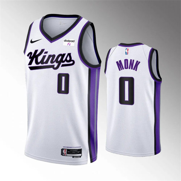 Mens Sacramento Kings #0 Malik Monk 2023-24 White Association Edition Player Jersey