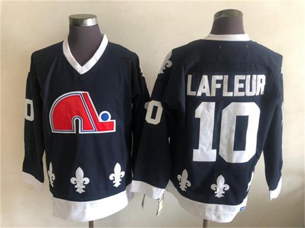 Mens Quebec Nordiques #10 Guy Lafleur Navy CCM Throwback Jersey
