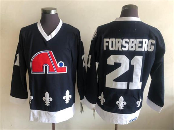 Men's Quebec Nordiques #21 Peter Forsberg Navy Blue CCM Vintage Throwback Jersey