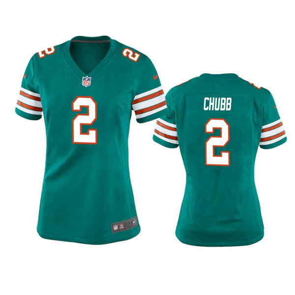 Womens Miami Dolphins #2 Bradley Chubb Nike Aqua Retro Alternate Limited Jersey