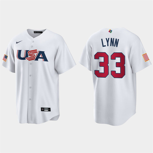 Mens Youth USA #33 Lance Lynn 2023 World Baseball Classic Replica Jersey - White