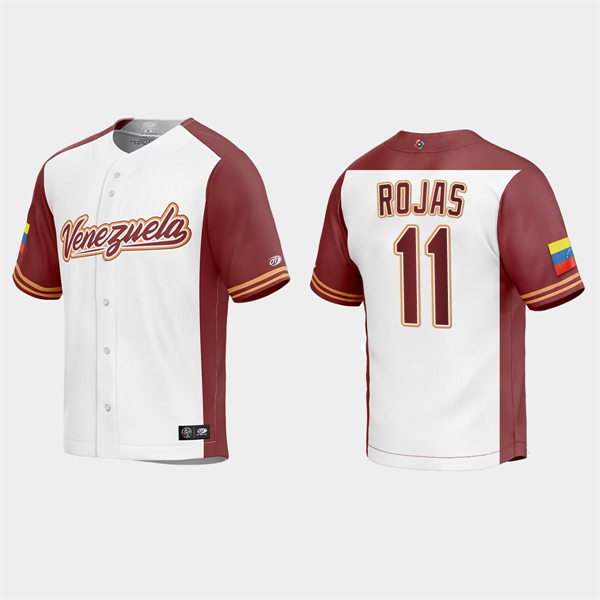 Mens Youth Venezuela #11 Miguel Rojas Venezuela Baseball 2023 World Baseball Classic Replica Jersey - White