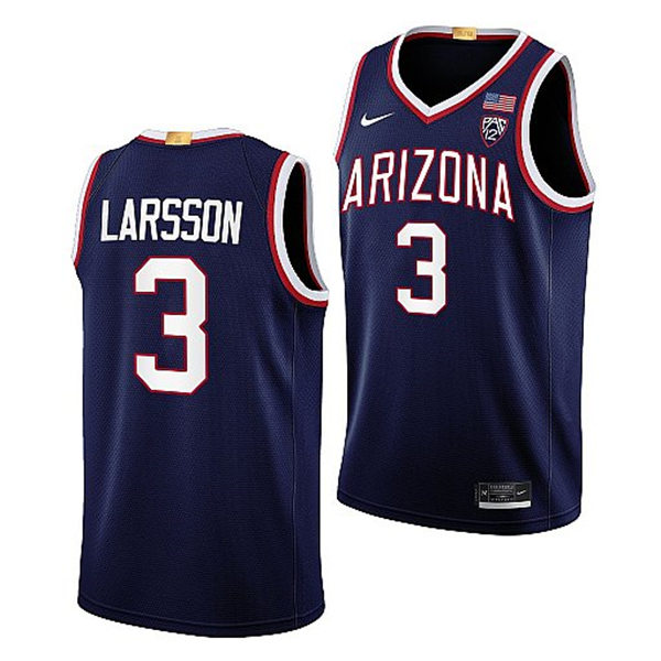 Mens Youth Arizona Wildcats #3 Pelle Larsson Nike Navy 2022-23 College Basketball Game Jersey