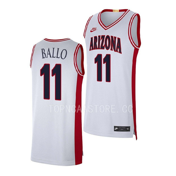 Mens Youth Arizona Wildcats #11 Oumar Ballo 2023 White Basketball Limited Retro JJersey
