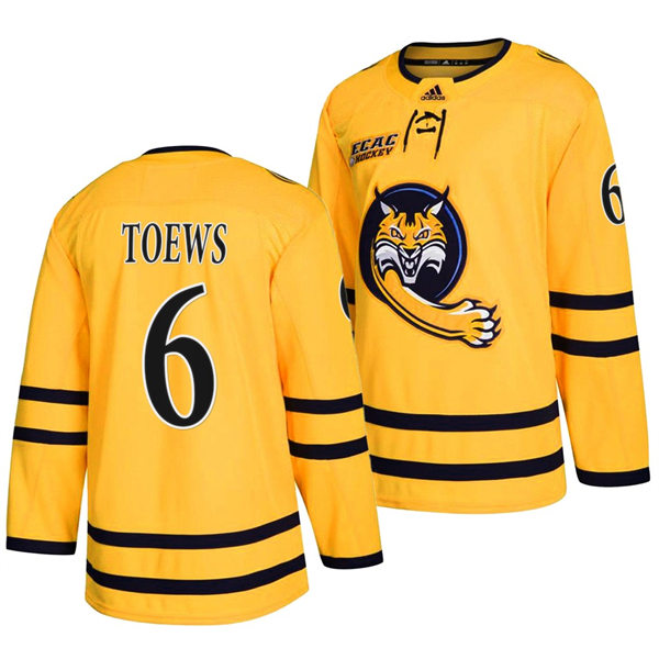 Mens Youth Quinnipiac Bobcats #6 Devon Toews 2022 Gold Alternate College Hockey Jersey