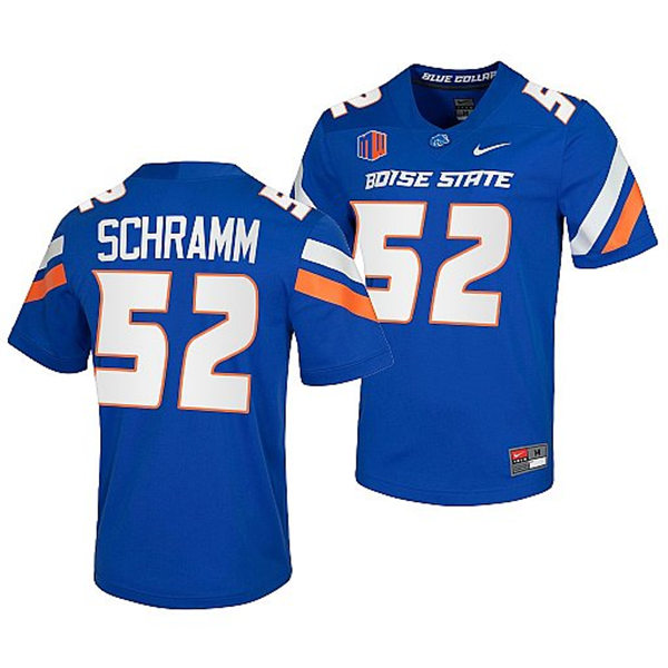 Mens Youth Boise State Broncos #52 DJ Schramm Nike Royal Football Game Jersey