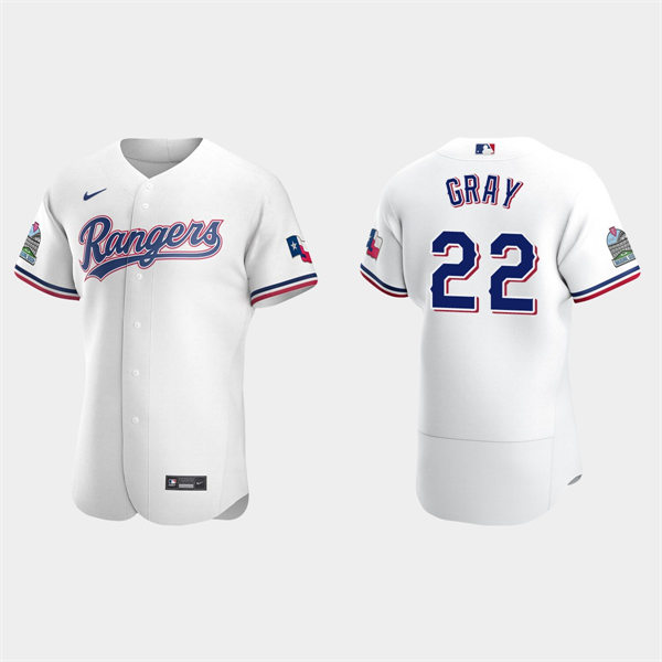 Mens Texas Rangers #22 Jon Gray Nike White Home FlexBase Player Jersey