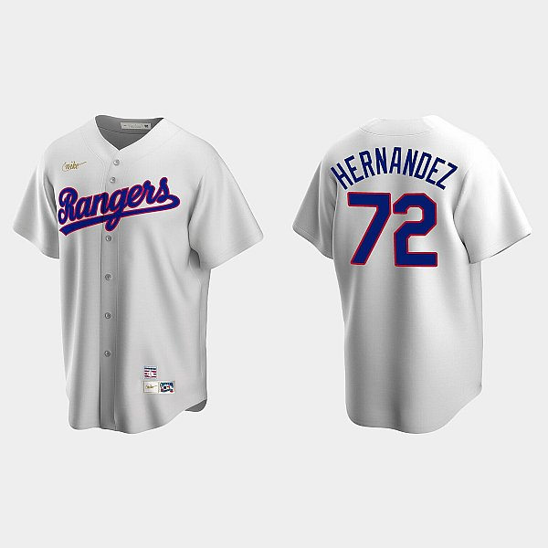 Mens Texas Rangers #72 Jonathan Hernandez Nike White Cooperstown Collection Home Jersey