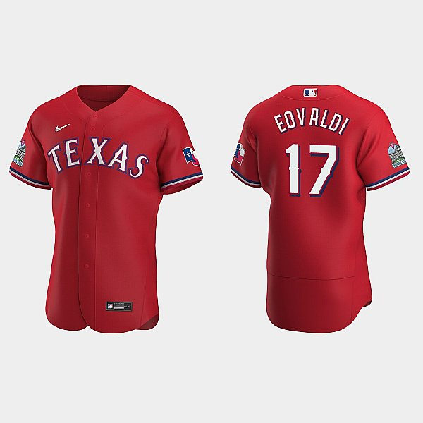 Mens Texas Rangers #17 Nathan Eovaldi Nike Red Alternate FlexBase Player Jersey