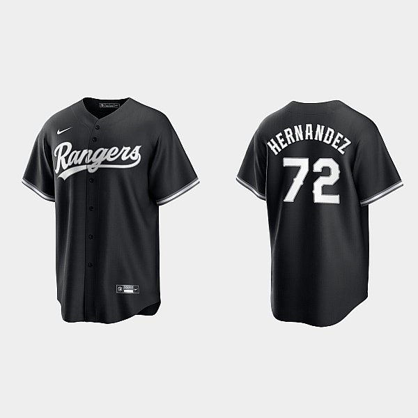 Mens Texas Rangers #72 Jonathan Hernandez Nike Black White Collection Jersey