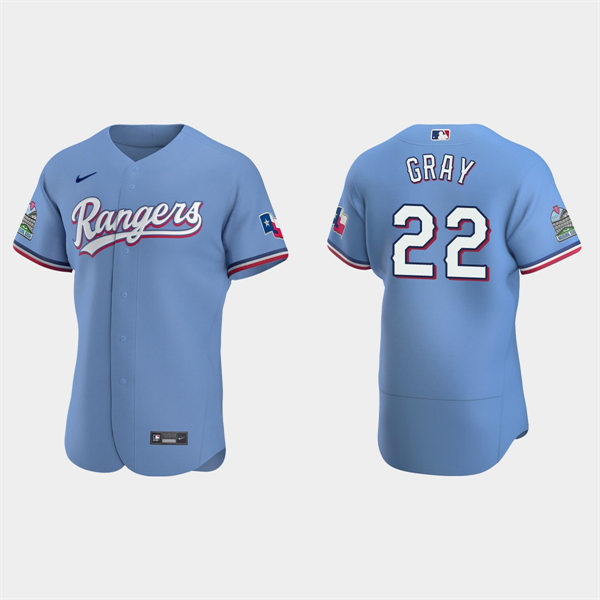 Mens Texas Rangers #22 Jon Gray Nike Light Blue Alternate Authentic Jersey