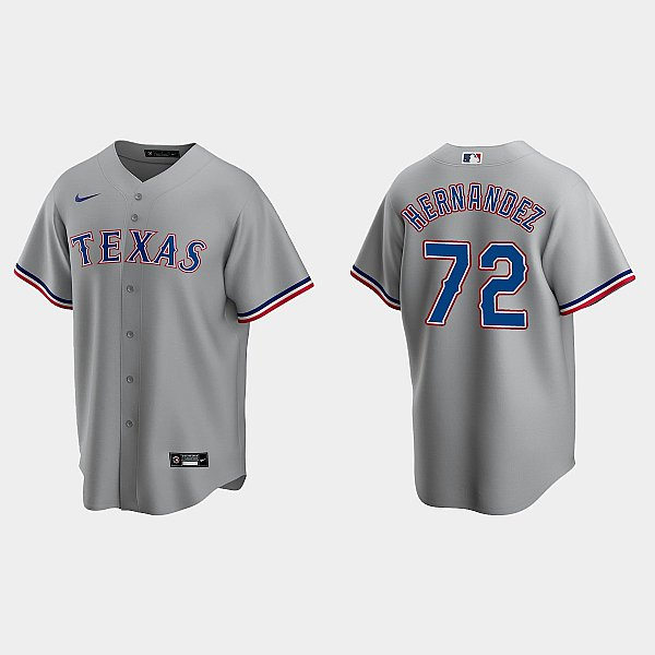Mens Texas Rangers #72 Jonathan Hernandez Nike Grey Road Player Jersey