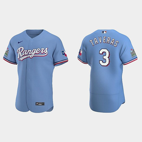 Mens Texas Rangers #3 Leody Taveras Nike Light Blue Alternate Authentic Jersey