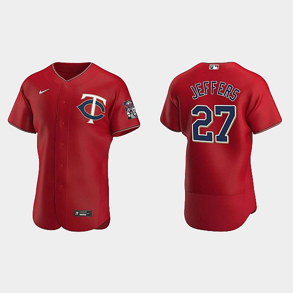 Mens Minnesota Twins #27 Ryan Jeffers Nike 2020 Red Alternate FlexBase Jersey