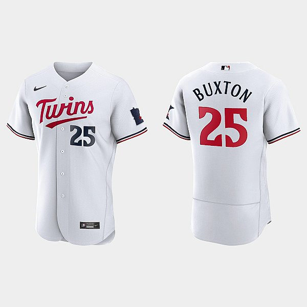 Mens Minnesota Twins #25 Byron Buxton Nike 2023 Home White Authentic Player Jersey
