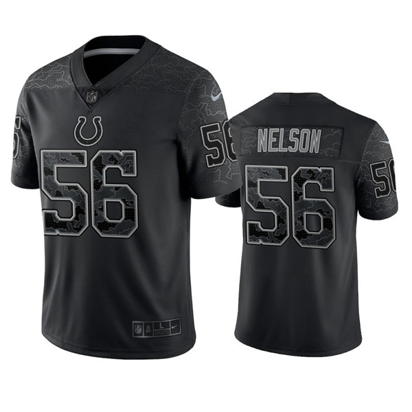 Mens Indianapolis Colts #56 Quenton Nelson Black Reflective Limited Jersey
