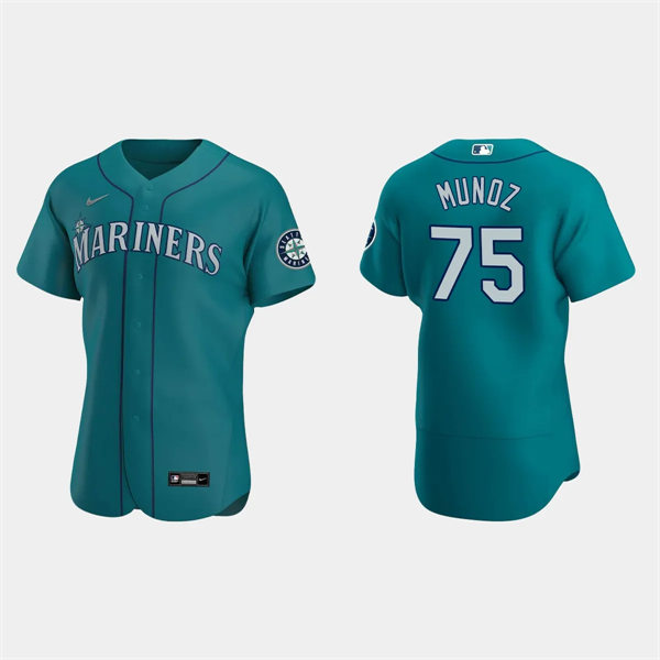 Men's Seattle Mariners #75 Andres Munoz Aqua Alternate Flex Base Player Jersey
