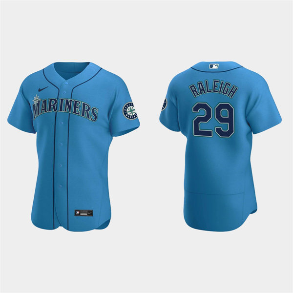 Men's Seattle Mariners #29 Cal Raleigh Blue Alternate Flex Base Player Jersey