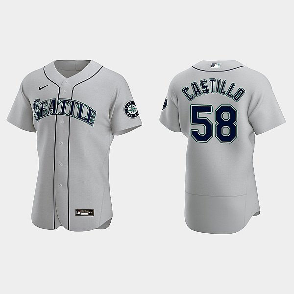 Men's Seattle Mariners #58 Luis Castillo Nike Gray Road Flex Base Player Jersey
