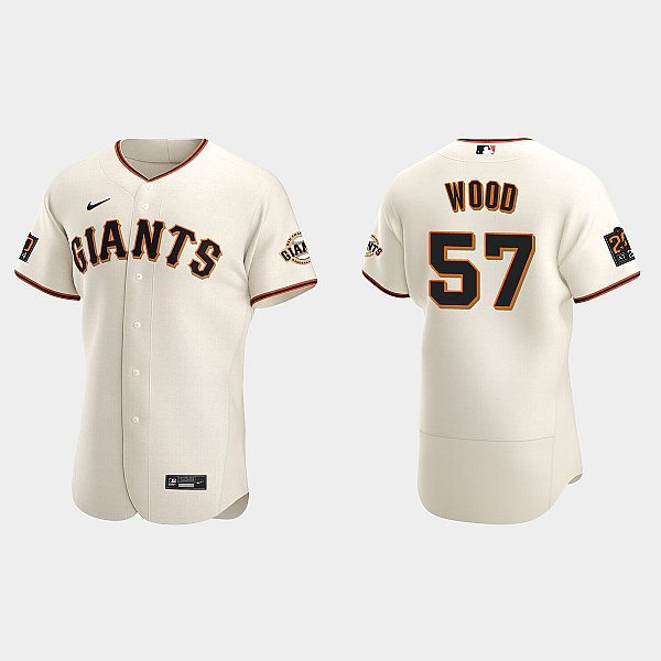 Mens Youth San Francisco Giants #57 Alex Wood Nike Cream Home Flexbase Player Jersey