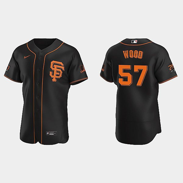 Mens Youth San Francisco Giants #57 Alex Wood Nike Black Alternate Flexbase Player Jersey