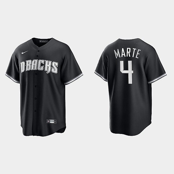 Mens Youth Arizona Diamondbacks #4 Ketel Marte Nike 2022 Black White Collection Jersey
