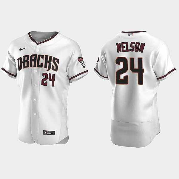 Mens Youth Arizona Diamondbacks #24 Kyle Nelson Nike Home White Crimson FlexBase Jersey
