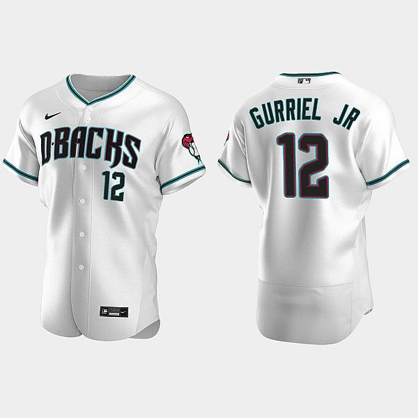 Mens Youth Arizona Diamondbacks #12 Lourdes Gurriel Jr. Nike White Teal Alternate Flex Base Jersey