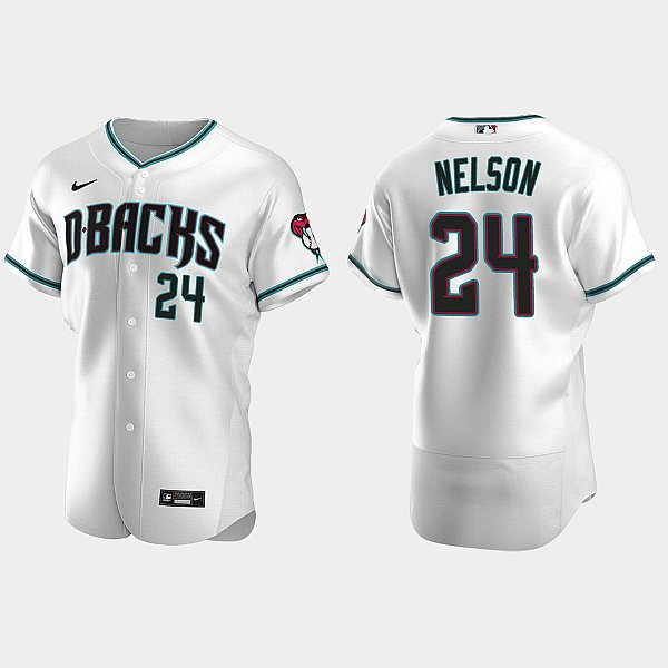 Mens Youth Arizona Diamondbacks #24 Kyle Nelson Nike White Teal Alternate Flex Base Jersey