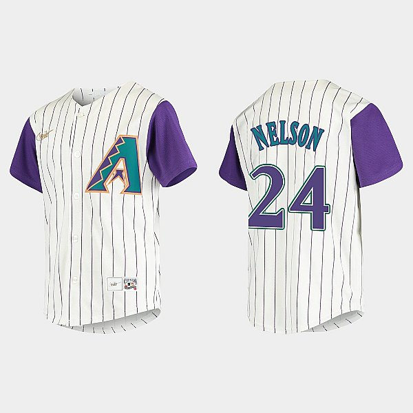 Mens Youth Arizona Diamondbacks #24 Kyle Nelson Nike Cream Purple Cooperstown Collection Jersey